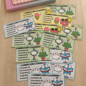 Etiquetas corrección cuaderno